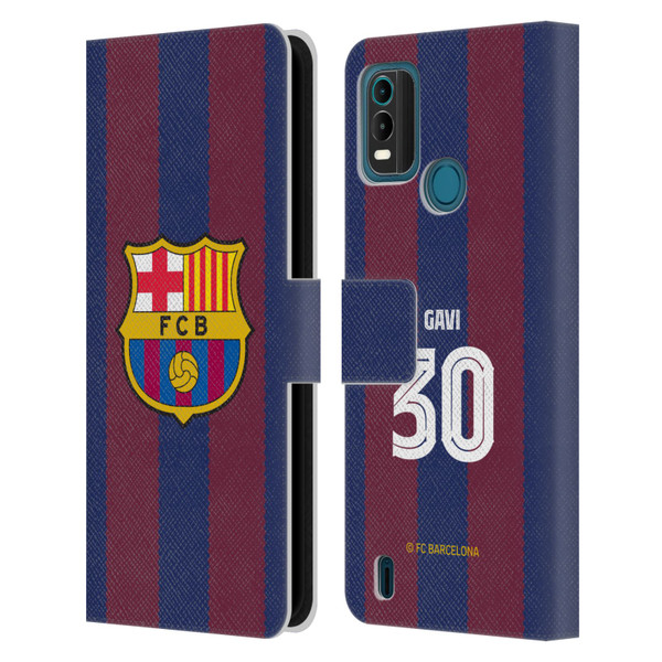 FC Barcelona 2023/24 Players Home Kit Gavi Leather Book Wallet Case Cover For Nokia G11 Plus