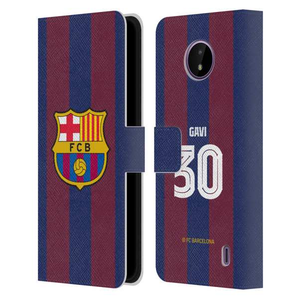 FC Barcelona 2023/24 Players Home Kit Gavi Leather Book Wallet Case Cover For Nokia C10 / C20