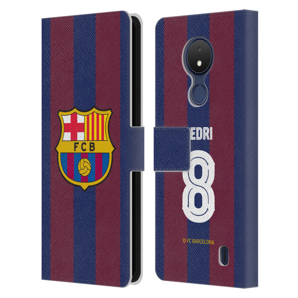 FC Barcelona 2023/24 Players Home Kit Pedri Leather Book Wallet Case Cover For Nokia C21