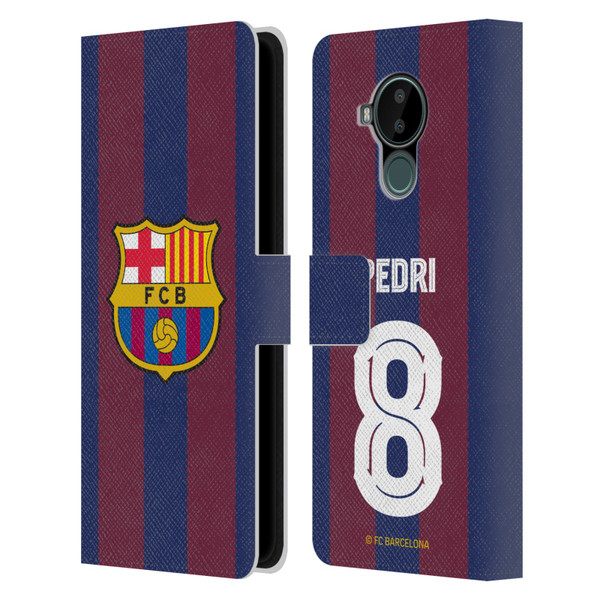 FC Barcelona 2023/24 Players Home Kit Pedri Leather Book Wallet Case Cover For Nokia C30