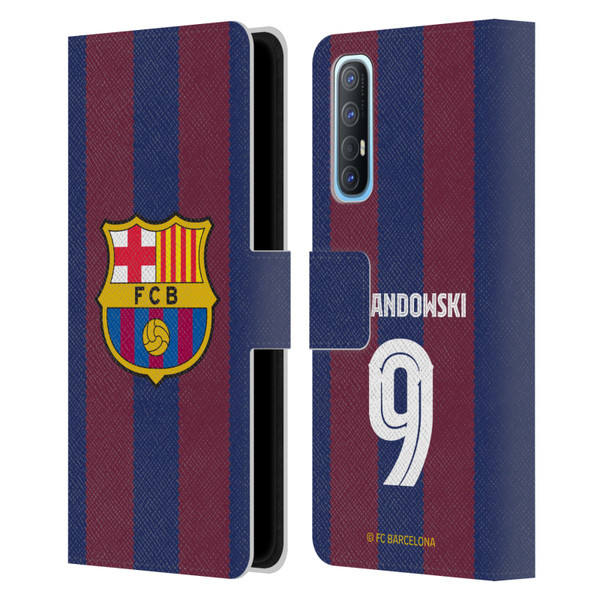 FC Barcelona 2023/24 Players Home Kit Robert Lewandowski Leather Book Wallet Case Cover For OPPO Find X2 Neo 5G