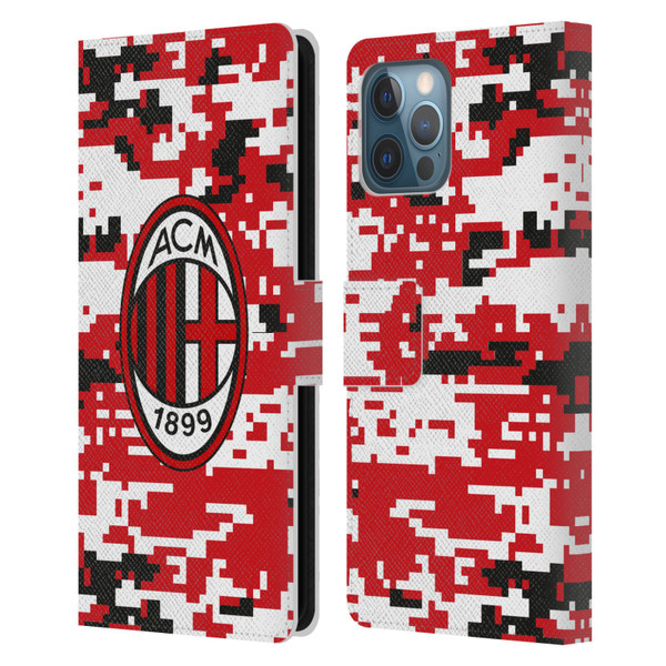 AC Milan Crest Patterns Digital Camouflage Leather Book Wallet Case Cover For Apple iPhone 12 Pro Max