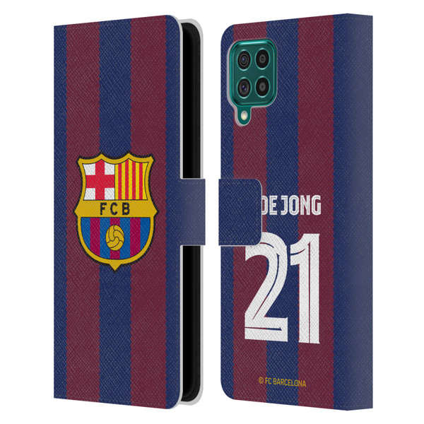 FC Barcelona 2023/24 Players Home Kit Frenkie de Jong Leather Book Wallet Case Cover For Samsung Galaxy F62 (2021)
