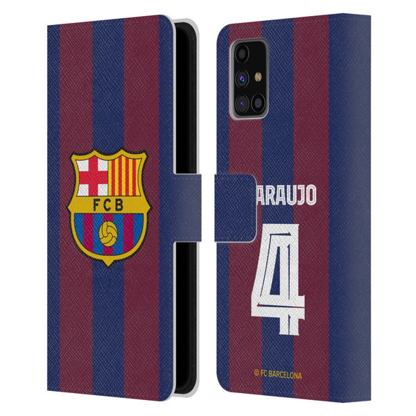 FC Barcelona 2023/24 Players Home Kit Ronald Araújo Leather Book Wallet Case Cover For Samsung Galaxy M31s (2020)