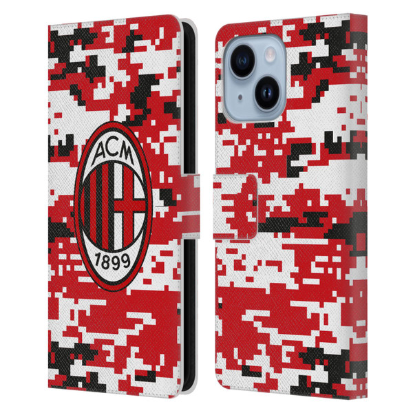 AC Milan Crest Patterns Digital Camouflage Leather Book Wallet Case Cover For Apple iPhone 14 Plus