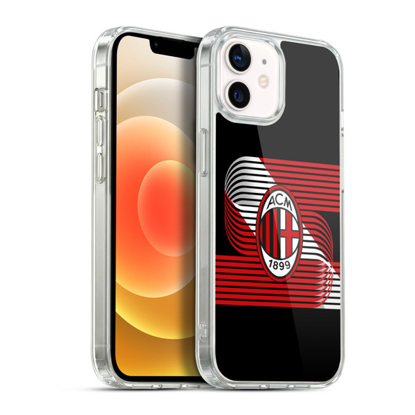 AC Milan Crest Patterns Diagonal Soft Gel Case for Apple iPhone 12 / iPhone 12 Pro & MagSafe