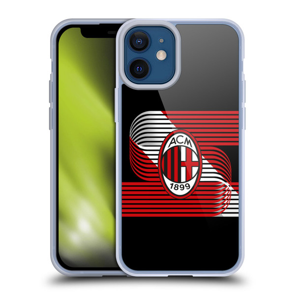 AC Milan Crest Patterns Diagonal Soft Gel Case for Apple iPhone 12 Mini & MagSafe