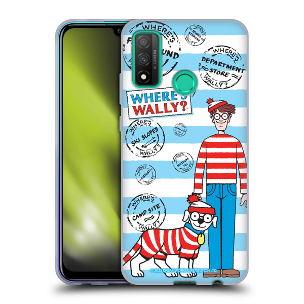 Where's Wally? Graphics Stripes Blue Soft Gel Case for Huawei P Smart (2020)