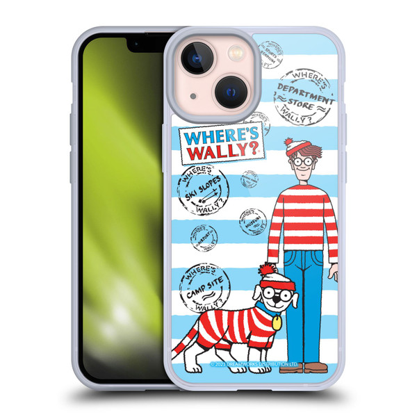 Where's Wally? Graphics Stripes Blue Soft Gel Case for Apple iPhone 13 Mini