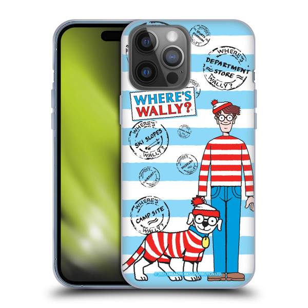 Where's Wally? Graphics Stripes Blue Soft Gel Case for Apple iPhone 14 Pro Max