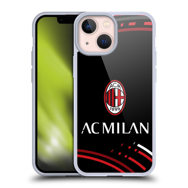 AC Milan Crest Patterns Curved Soft Gel Case for Apple iPhone 13 Mini