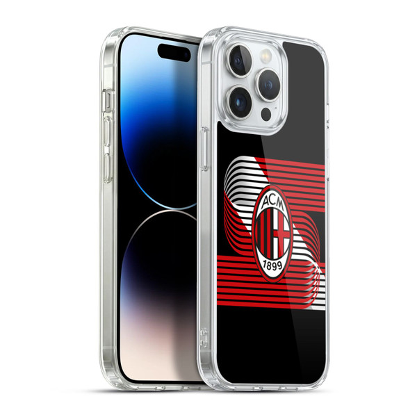 AC Milan Crest Patterns Diagonal Soft Gel Case for Apple iPhone 13 Pro Max & MagSafe