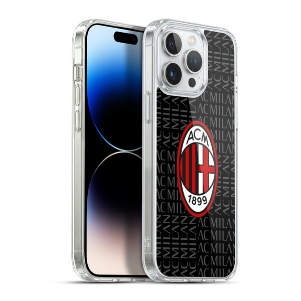 AC Milan Crest Patterns Red And Grey Soft Gel Case for Apple iPhone 13 Pro Max & MagSafe