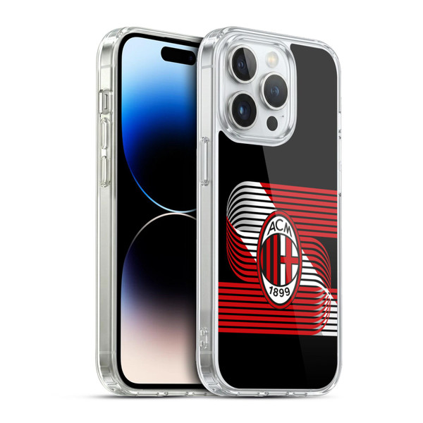 AC Milan Crest Patterns Diagonal Soft Gel Case for Apple iPhone 13 Pro & MagSafe
