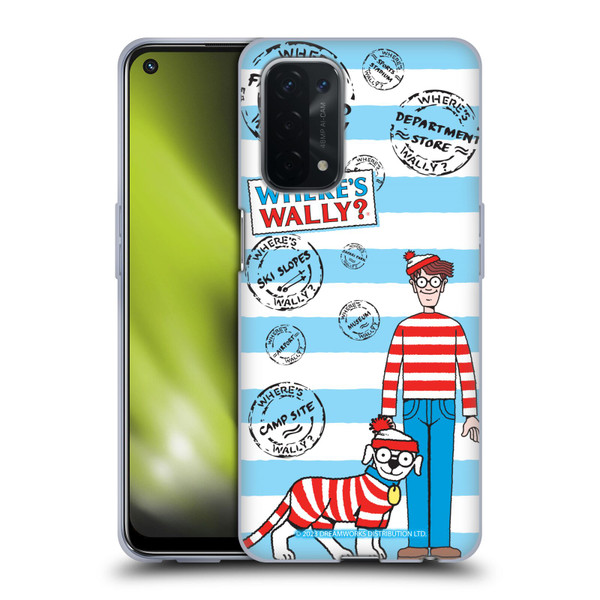 Where's Wally? Graphics Stripes Blue Soft Gel Case for OPPO A54 5G