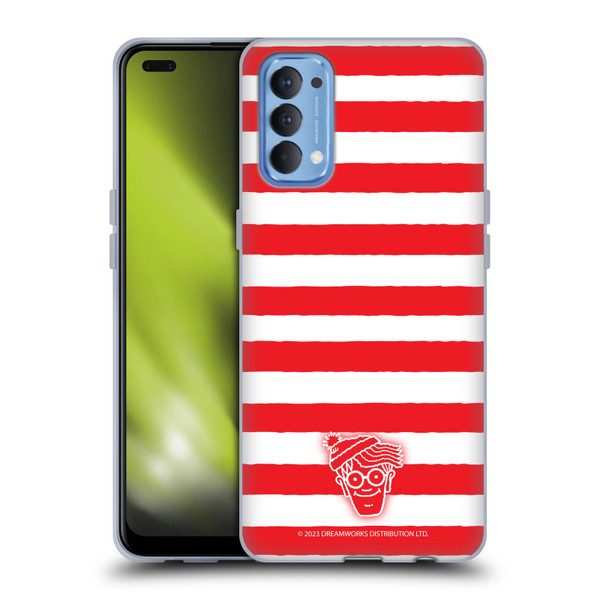 Where's Wally? Graphics Stripes Red Soft Gel Case for OPPO Reno 4 5G