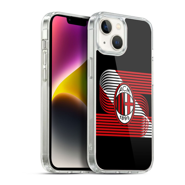 AC Milan Crest Patterns Diagonal Soft Gel Case for Apple iPhone 14