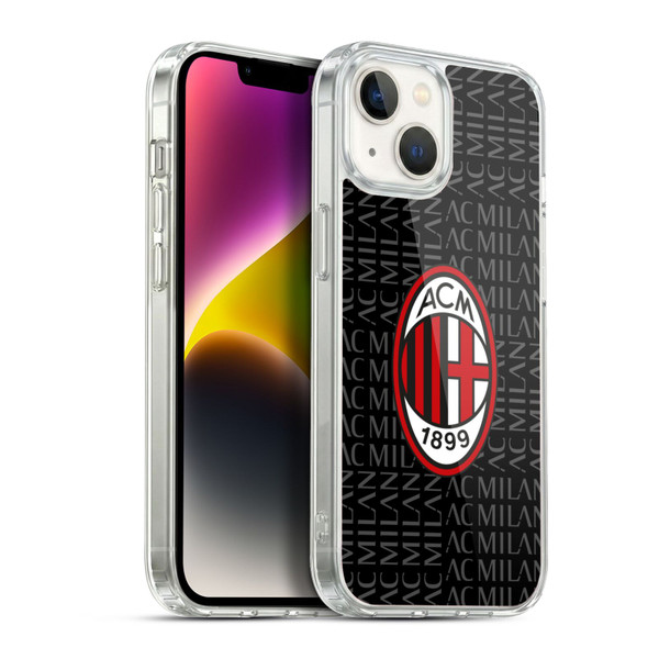 AC Milan Crest Patterns Red And Grey Soft Gel Case for Apple iPhone 14