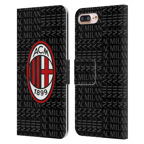 AC Milan Crest Patterns Red And Grey Leather Book Wallet Case Cover For Apple iPhone 7 Plus / iPhone 8 Plus