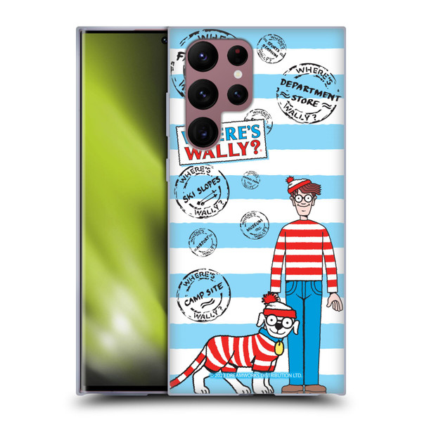 Where's Wally? Graphics Stripes Blue Soft Gel Case for Samsung Galaxy S22 Ultra 5G