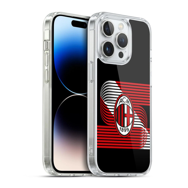AC Milan Crest Patterns Diagonal Soft Gel Case for Apple iPhone 14 Pro & MagSafe