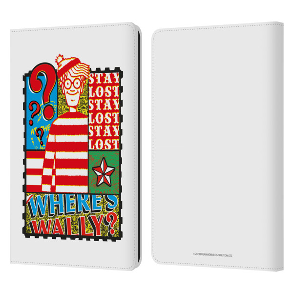 Where's Wally? Graphics Stay Lost Leather Book Wallet Case Cover For Amazon Kindle Paperwhite 1 / 2 / 3