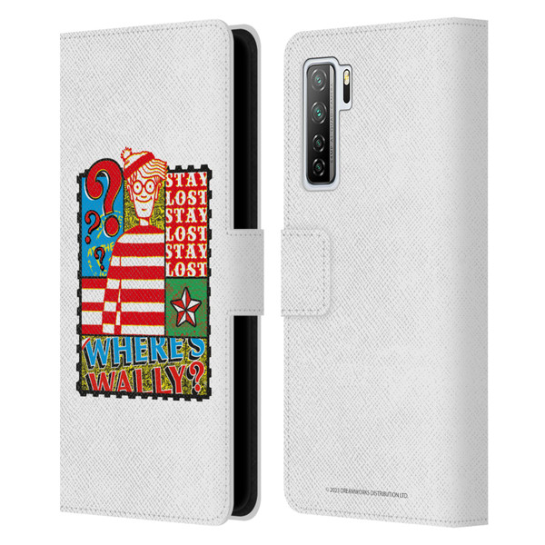 Where's Wally? Graphics Stay Lost Leather Book Wallet Case Cover For Huawei Nova 7 SE/P40 Lite 5G