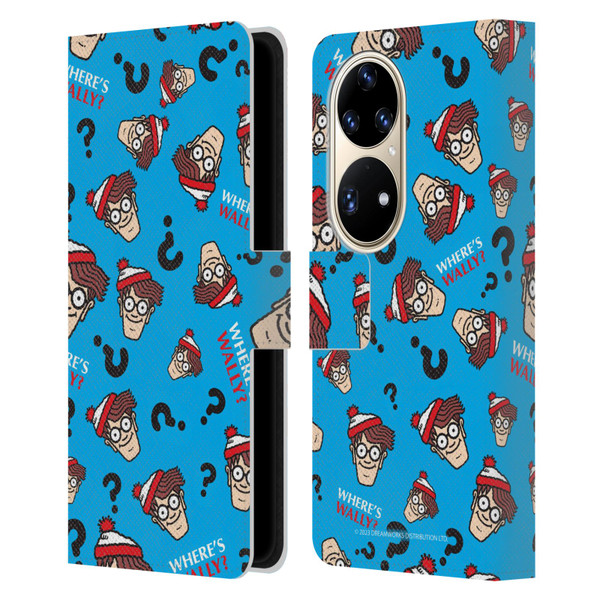 Where's Wally? Graphics Head Pattern Leather Book Wallet Case Cover For Huawei P50 Pro