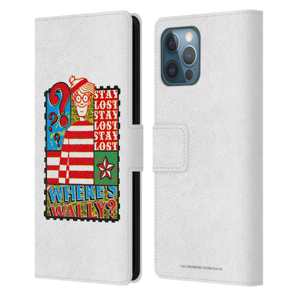 Where's Wally? Graphics Stay Lost Leather Book Wallet Case Cover For Apple iPhone 12 Pro Max