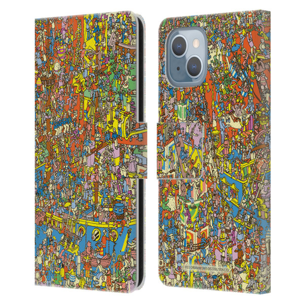 Where's Wally? Graphics Hidden Wally Illustration Leather Book Wallet Case Cover For Apple iPhone 14