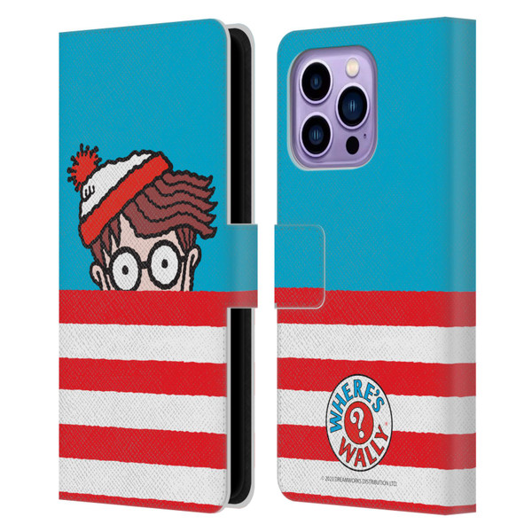 Where's Wally? Graphics Half Face Leather Book Wallet Case Cover For Apple iPhone 14 Pro Max