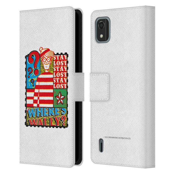 Where's Wally? Graphics Stay Lost Leather Book Wallet Case Cover For Nokia C2 2nd Edition