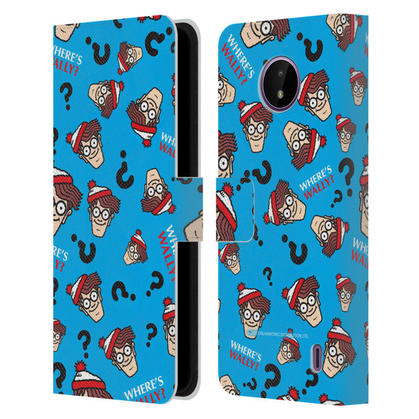 Where's Wally? Graphics Head Pattern Leather Book Wallet Case Cover For Nokia C10 / C20