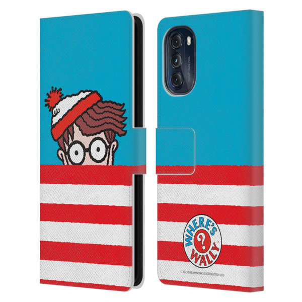 Where's Wally? Graphics Half Face Leather Book Wallet Case Cover For Motorola Moto G (2022)