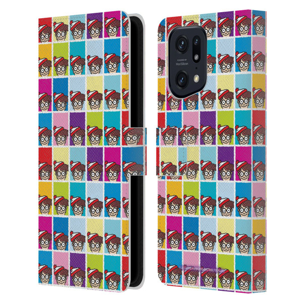 Where's Wally? Graphics Portrait Pattern Leather Book Wallet Case Cover For OPPO Find X5 Pro