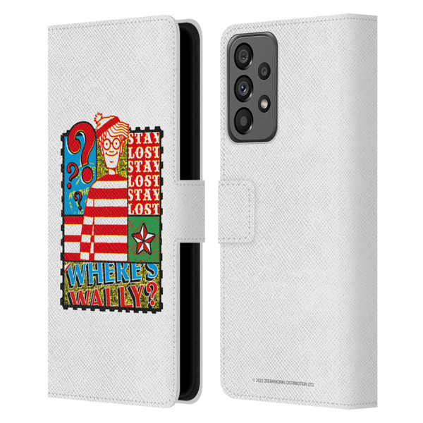 Where's Wally? Graphics Stay Lost Leather Book Wallet Case Cover For Samsung Galaxy A73 5G (2022)