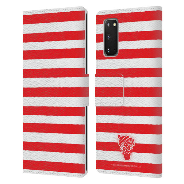 Where's Wally? Graphics Stripes Red Leather Book Wallet Case Cover For Samsung Galaxy S20 / S20 5G
