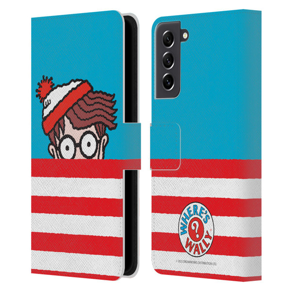 Where's Wally? Graphics Half Face Leather Book Wallet Case Cover For Samsung Galaxy S21 FE 5G
