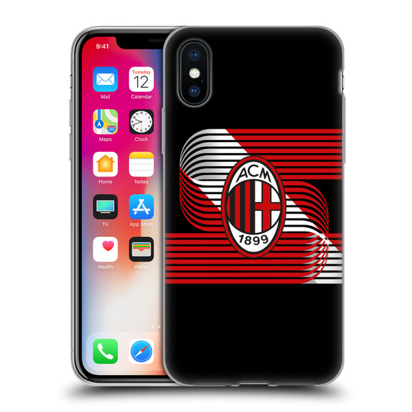 AC Milan Crest Patterns Diagonal Soft Gel Case for Apple iPhone X / iPhone XS