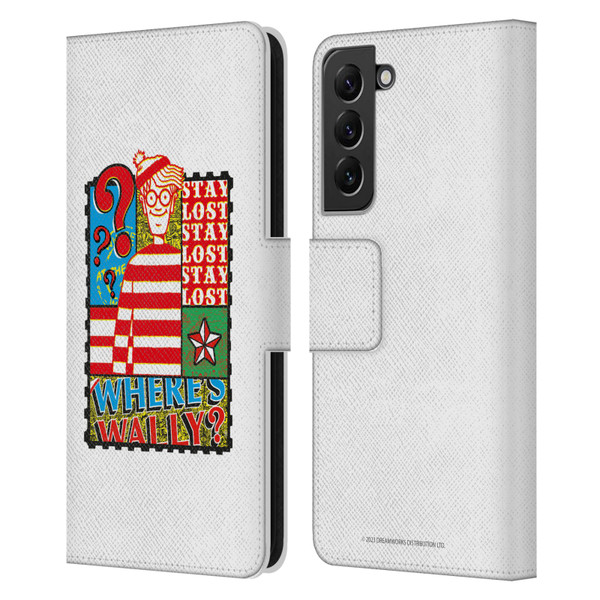 Where's Wally? Graphics Stay Lost Leather Book Wallet Case Cover For Samsung Galaxy S22+ 5G