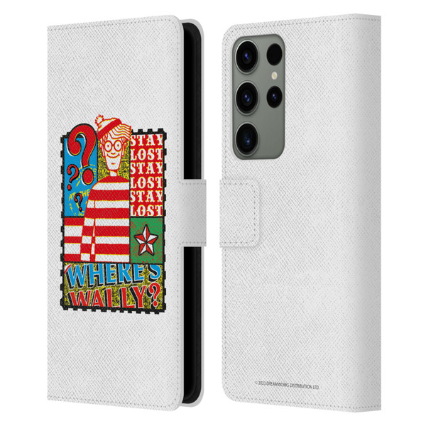 Where's Wally? Graphics Stay Lost Leather Book Wallet Case Cover For Samsung Galaxy S23 Ultra 5G