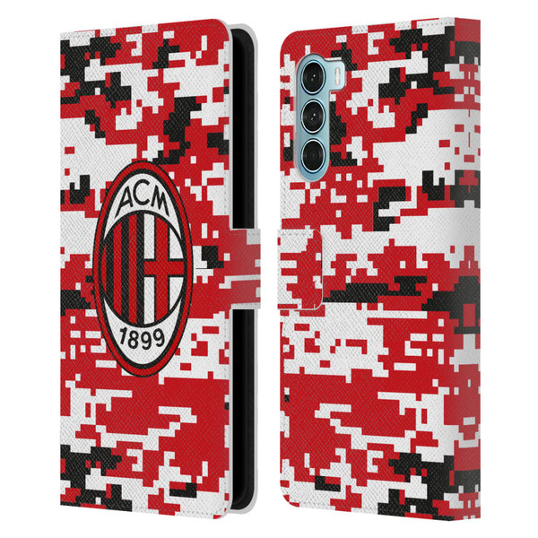 AC Milan Crest Patterns Digital Camouflage Leather Book Wallet Case Cover For Motorola Edge S30 / Moto G200 5G