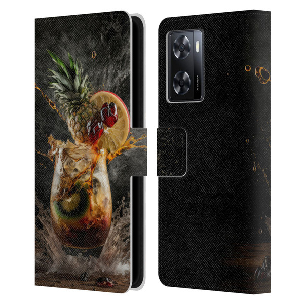 Spacescapes Cocktails Exploding Mai Tai Leather Book Wallet Case Cover For OPPO A57s