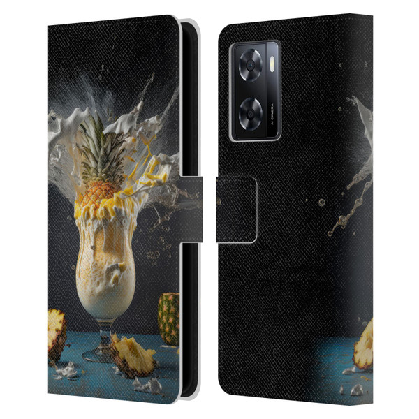 Spacescapes Cocktails Piña Colada Pop Leather Book Wallet Case Cover For OPPO A57s