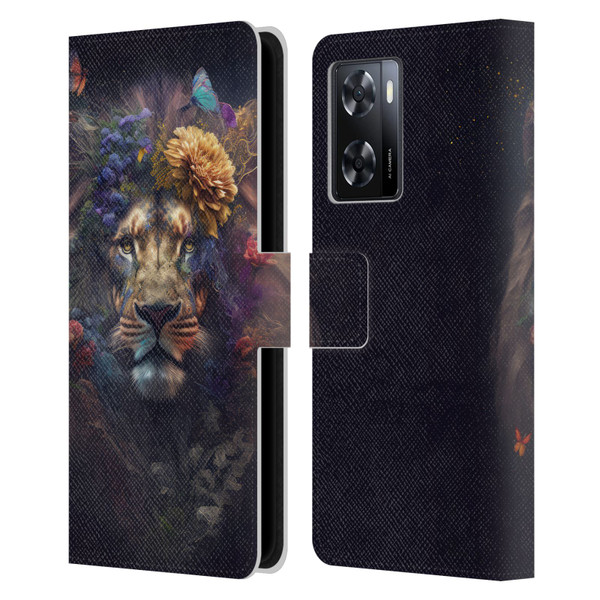 Spacescapes Floral Lions Flowering Pride Leather Book Wallet Case Cover For OPPO A57s
