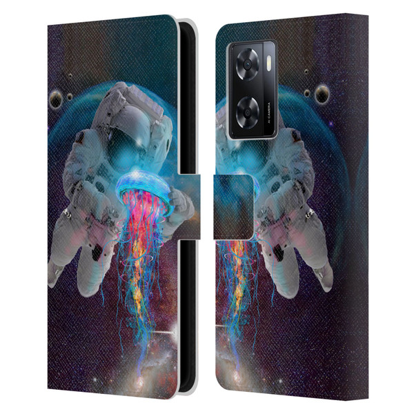 Dave Loblaw Jellyfish Astronaut And Jellyfish Leather Book Wallet Case Cover For OPPO A57s