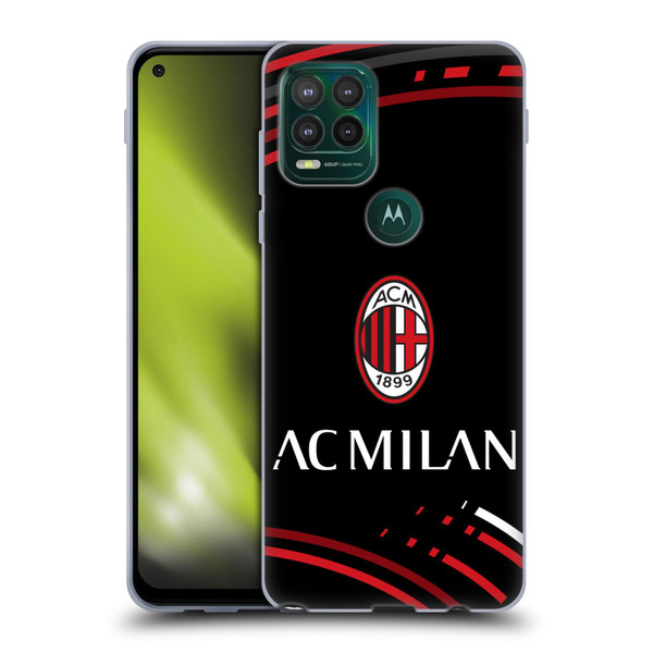 AC Milan Crest Patterns Curved Soft Gel Case for Motorola Moto G Stylus 5G 2021