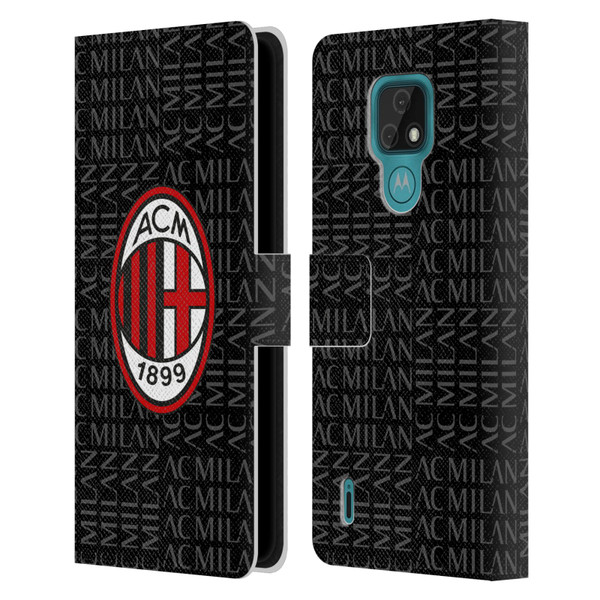 AC Milan Crest Patterns Red And Grey Leather Book Wallet Case Cover For Motorola Moto E7