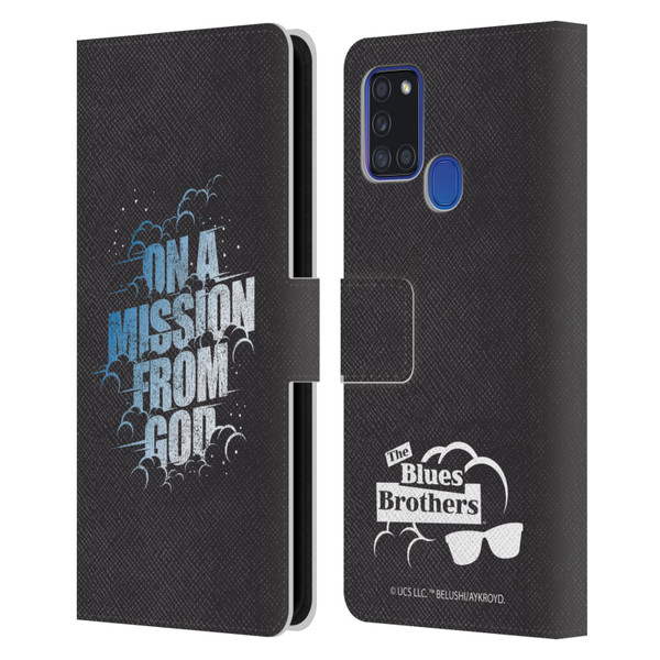 The Blues Brothers Graphics On A Mission From God Leather Book Wallet Case Cover For Samsung Galaxy A21s (2020)