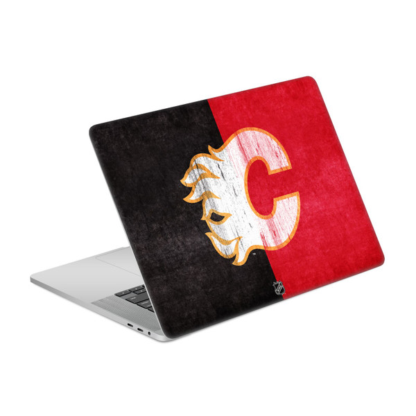 NHL Calgary Flames Half Distressed Vinyl Sticker Skin Decal Cover for Apple MacBook Pro 16" A2141